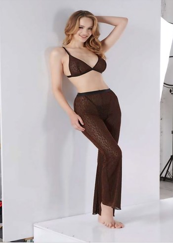 Kahverengi Yılan Desenli Uzun Bralet