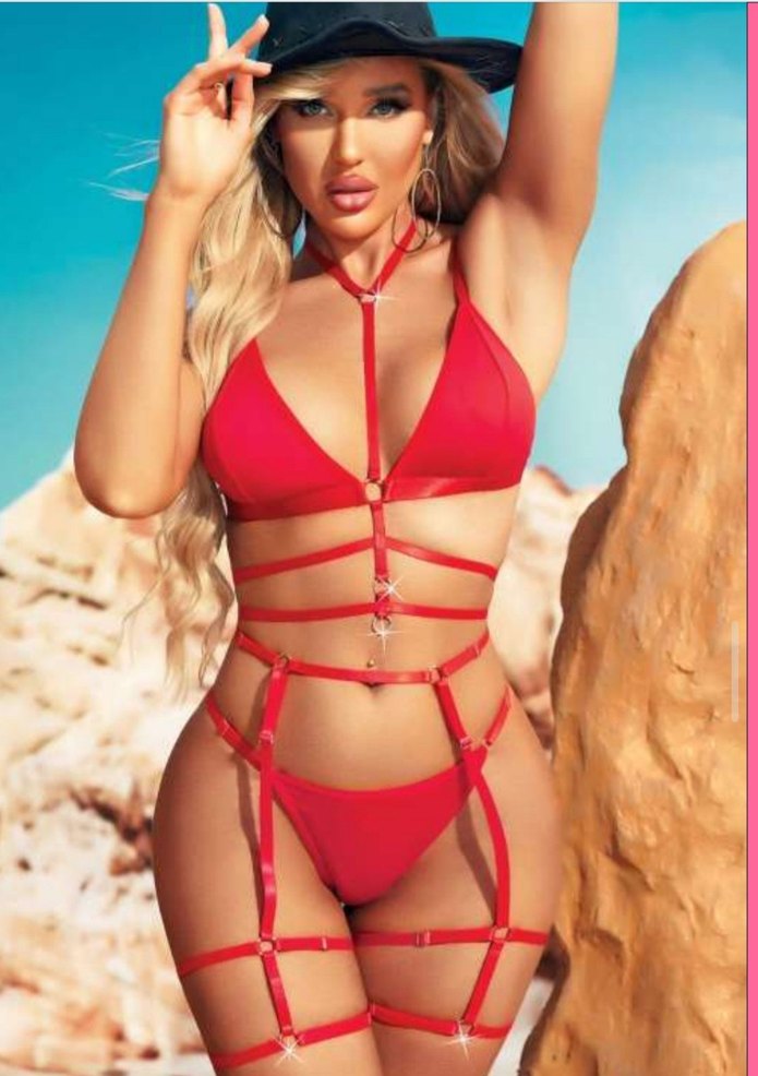 Kırmızı Strappy Mini Monokini - Görsel 2