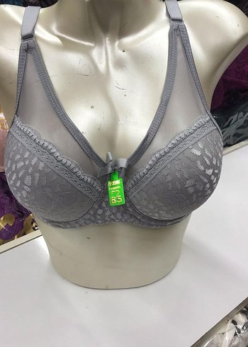 Gri Dantel Detaylı Midi Sütyen