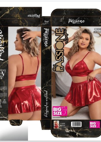 Parlak Kırmızı Mini Pop Kültür Kadın Pijama