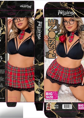 Siyah Ekose Mini Gotik Kadın Pijama Takımı