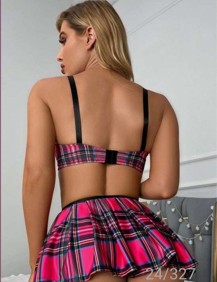 Pembe Bağcıklı Drapeli Mini Monokini - Görsel 3