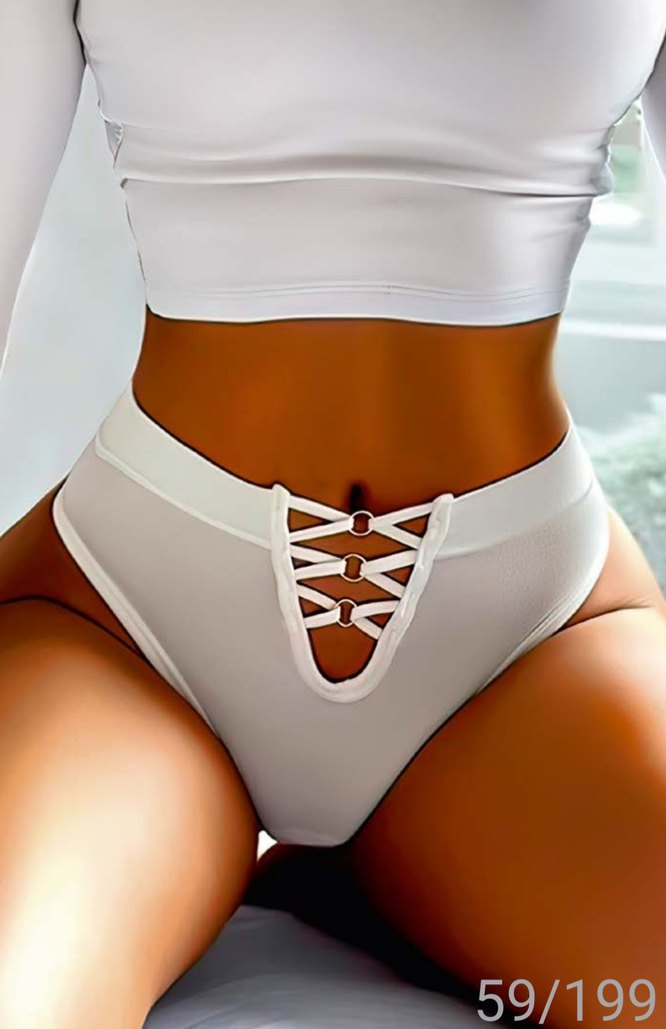 Beyaz Bağcıklı Kadın Bikini Altı - Görsel 2