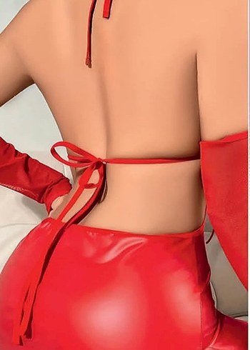 Kırmızı Baskılı Midi İç Çamaşırı derili gecelik bedenler mevcut - Görsel 2