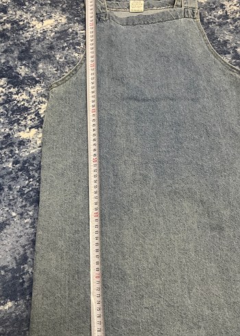 15-16 Yaş Beden Çoçuk mavi Denim Kolsuz Tulum salopet