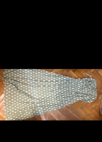 Puantiyeli Yeşil Bohem elbise - Görsel 3