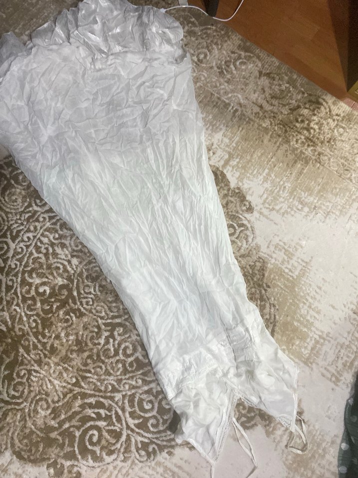 Beyaz Drapeli Uzun Straplez Kadın Elbise - Görsel 2