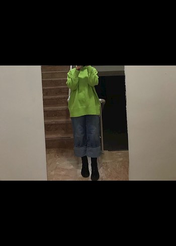 Diğer Kadın Yeşil Triko Bisiklet Yaka Kazak
