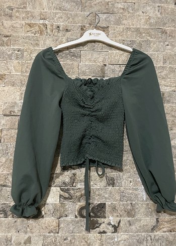 Yeşil Uzun Kollu Mini Bluz