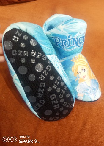 Kız Çocuk Mavi Baskılı Puff Terlik - Görsel 2