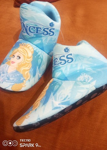 Kız Çocuk Mavi Baskılı Puff Terlik - Görsel 3