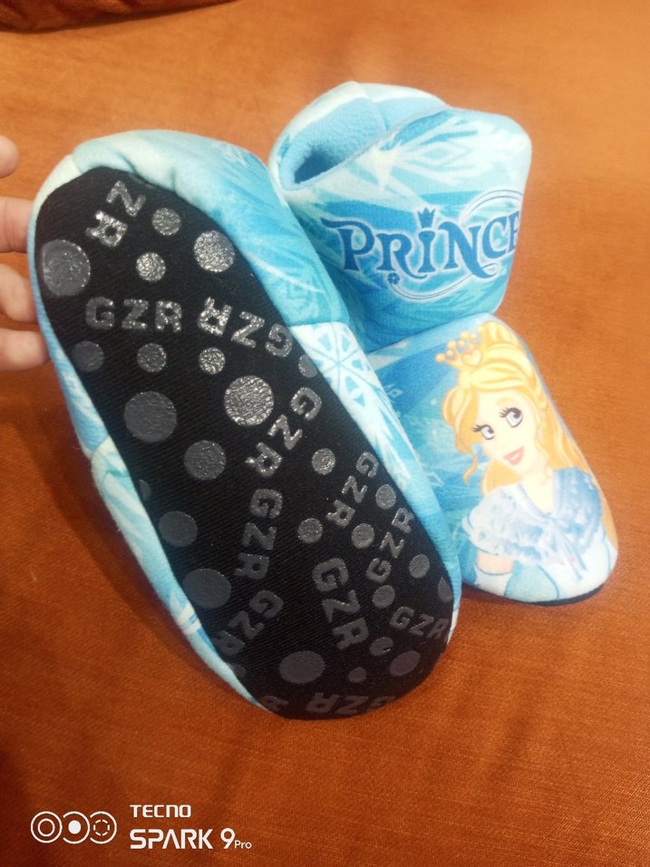 Kız Çocuk Mavi Baskılı Puff Terlik - Görsel 2