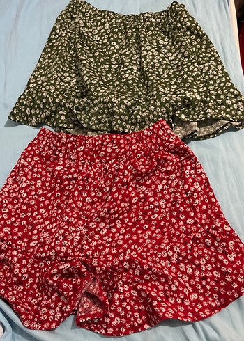 s Beden kırmızı Renk Kırmızı Renkli Mini Etek, Fırfırlı, Bohem Stil