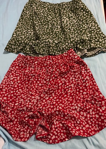 Kırmızı Renkli Mini Etek, Fırfırlı, Bohem Stil