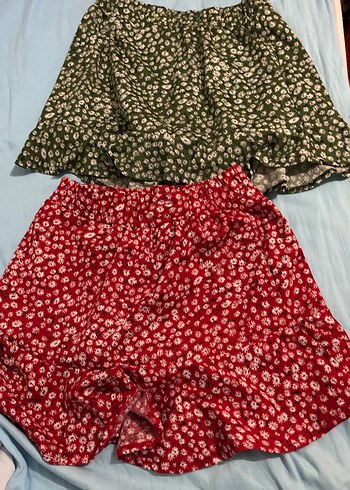 Diğer Kırmızı Renkli Mini Etek, Fırfırlı, Bohem Stil