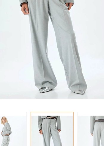 Gri Regular Fit Kadın Kumaş Pantolon