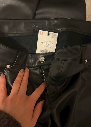 Kadın zara siyah deri pantolon - Görsel 2