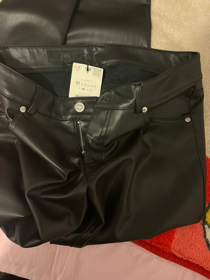 Kadın zara siyah deri pantolon - Görsel 3