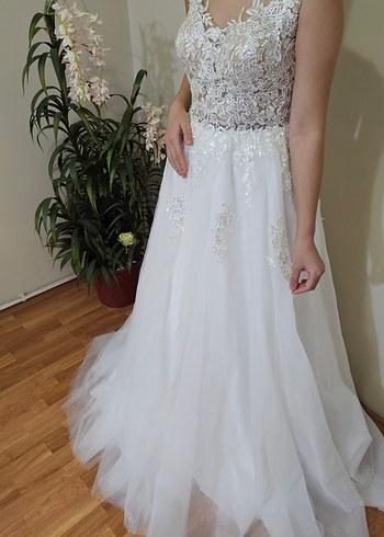 V Yaka A Kesim Uzun Gelinlik - Görsel 6