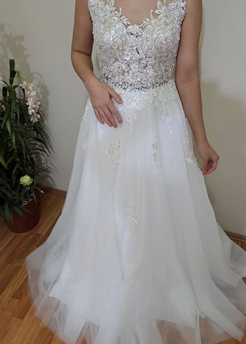 V Yaka A Kesim Uzun Gelinlik - Görsel 5