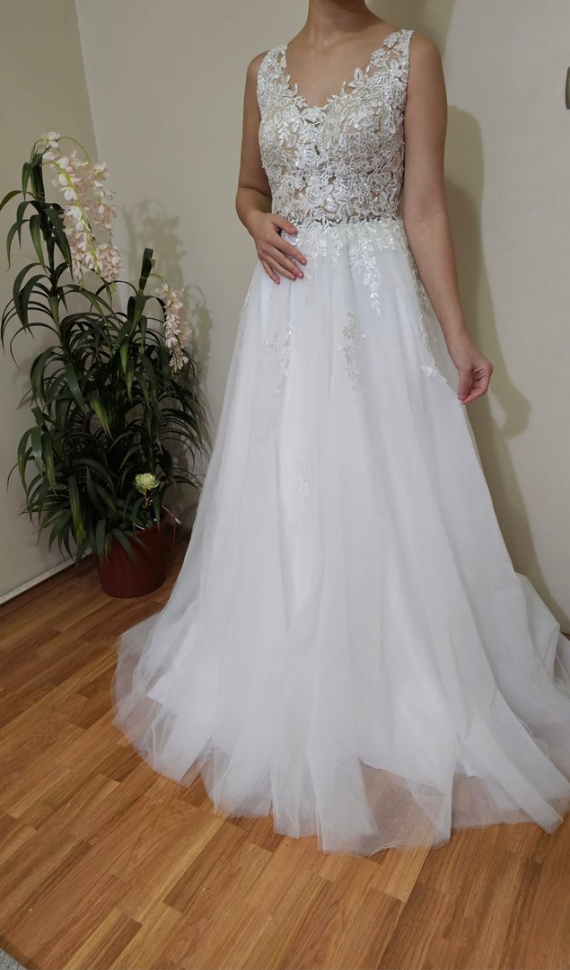 V Yaka A Kesim Uzun Gelinlik - Görsel 3