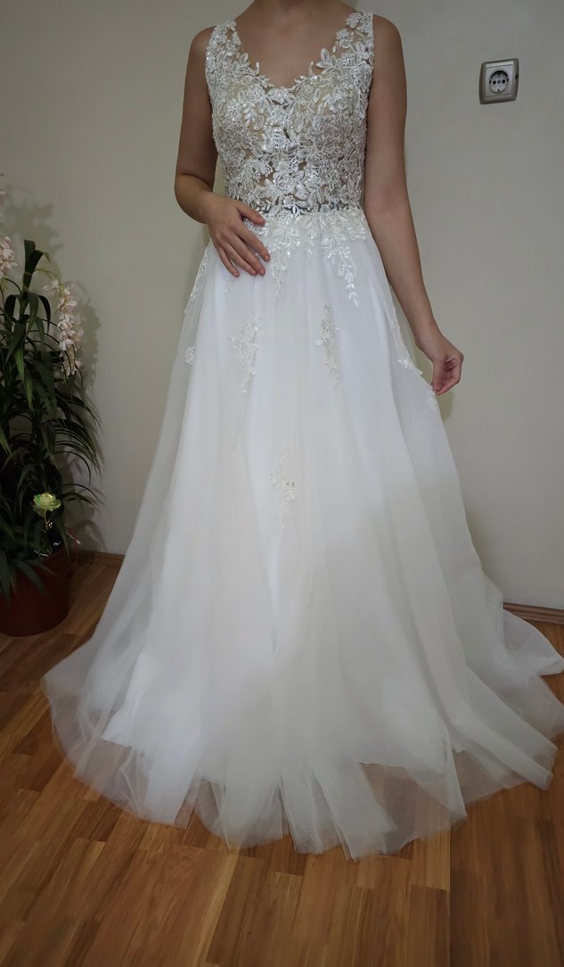 V Yaka A Kesim Uzun Gelinlik - Görsel 4