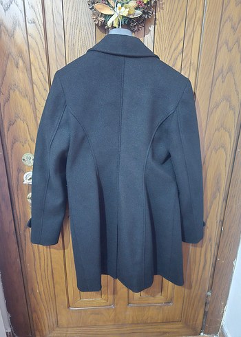 Siyah Balmain Midi Düğmeli Kadın Kaban - Görsel 3