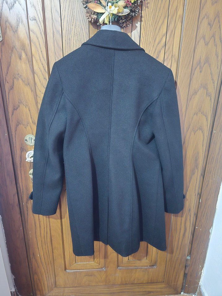 Siyah Balmain Midi Düğmeli Kadın Kaban - Görsel 3