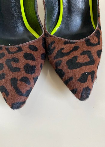 Kahverengi Leopar Desenli Süet Stiletto - Görsel 4