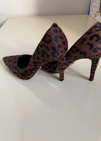 Kahverengi Leopar Desenli Süet Stiletto - Görsel 5
