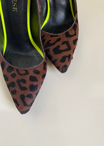 Kahverengi Leopar Desenli Süet Stiletto - Görsel 7