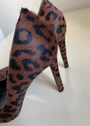 Kahverengi Leopar Desenli Süet Stiletto - Görsel 2