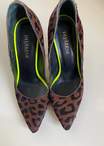 Kahverengi Leopar Desenli Süet Stiletto - Görsel 3