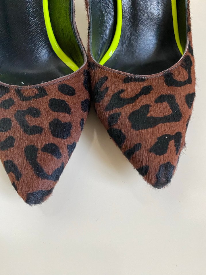 Kahverengi Leopar Desenli Süet Stiletto - Görsel 4