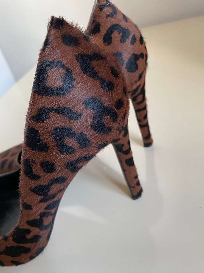 Kahverengi Leopar Desenli Süet Stiletto - Görsel 2