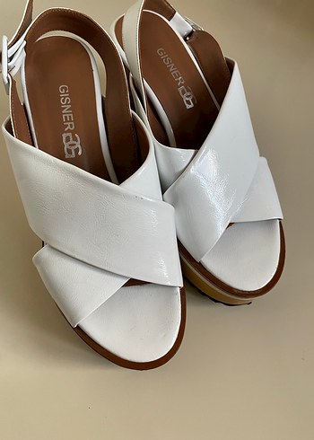 Beyaz Platform Sandalet  Kalın Tabanlı Cross Bantlı - Görsel 4