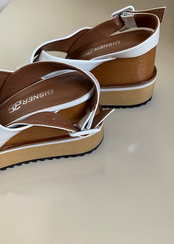 Beyaz Platform Sandalet  Kalın Tabanlı Cross Bantlı - Görsel 7
