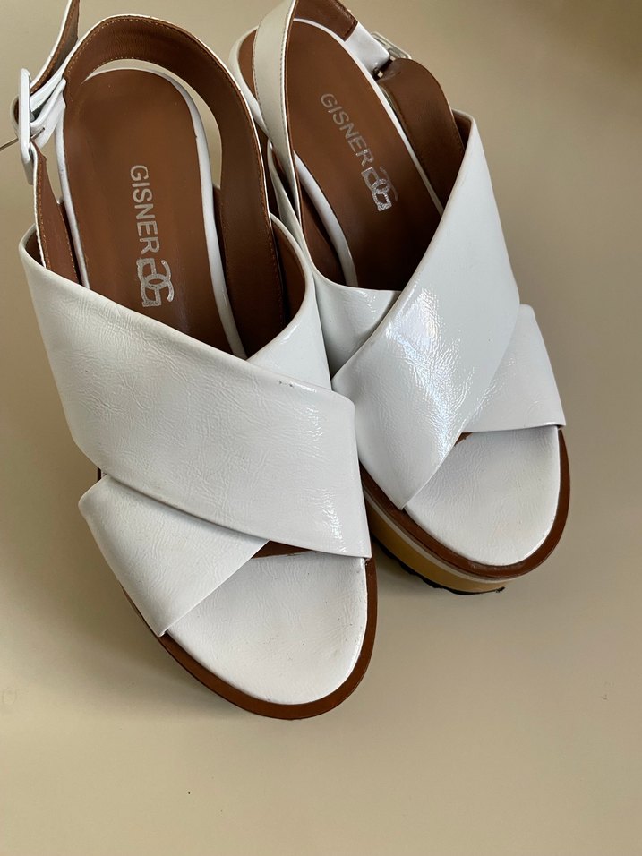 Beyaz Platform Sandalet  Kalın Tabanlı Cross Bantlı - Görsel 4