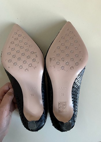 POLETTO  Siyah Yılan Derisi Desenli Stiletto - Görsel 5