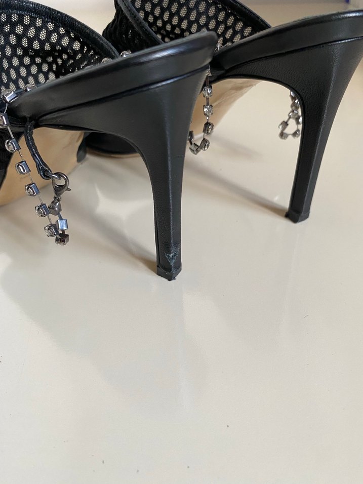 Kemerli Siyah Deri Stiletto Topuklu Ayakkabı - Görsel 4