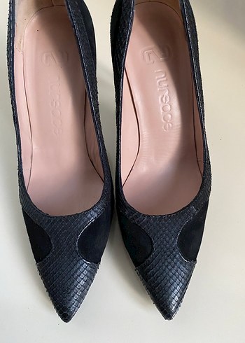 NURSACE Siyah Yılan Derisi Desenli ve Süet - Görsel 5