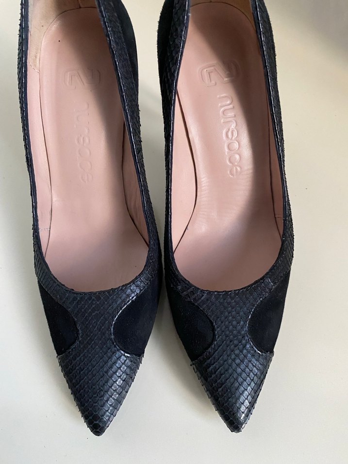 NURSACE Siyah Yılan Derisi Desenli ve Süet - Görsel 5