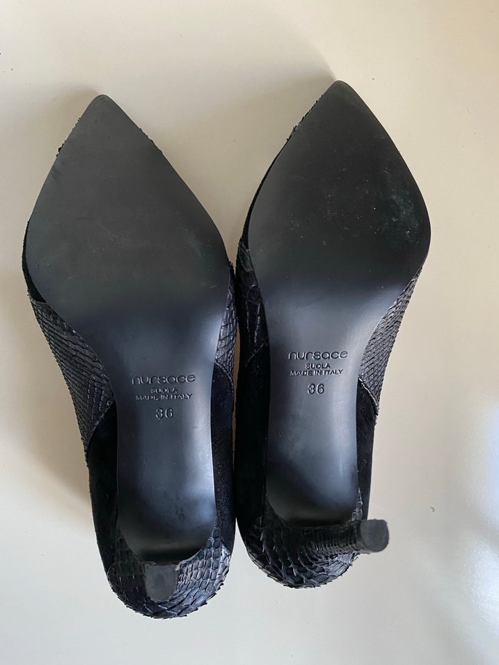 NURSACE Siyah Yılan Derisi Desenli ve Süet - Görsel 4