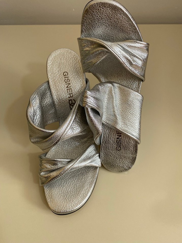 GISNER MARKA gümüş topuklu terlik - Görsel 5