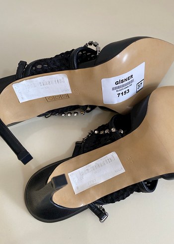 GİDNER marka siyah orijinal deri topuklu - Görsel 6