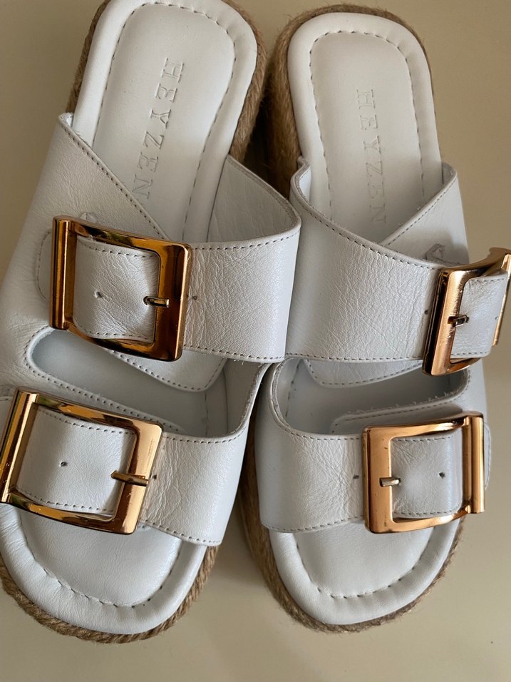 HEYZEN ORİJİNAL DERİ Beyaz Toka Detaylı Kadın Terlik - Görsel 4