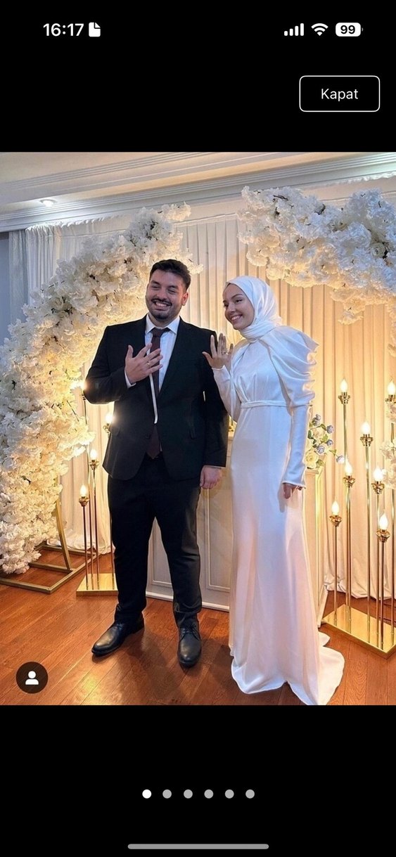 Uzun Beyaz Tesettür Düğün Elbisesi - Görsel 2