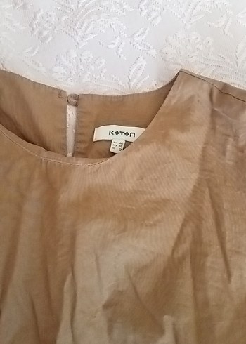 Koton Bej Kız Keten Bluz, Uzun Kollu, Dar Kesim 38 BEDEN