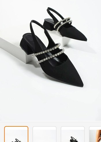Taşlı Siyah Stiletto Ofis Ayakkabısı