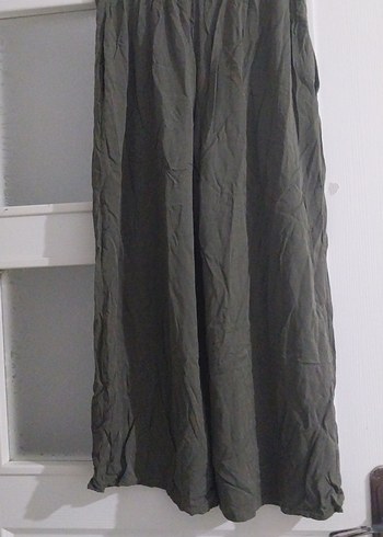 Drapeli Bol Kesim Keten Kadın Pantolon - Görsel 2